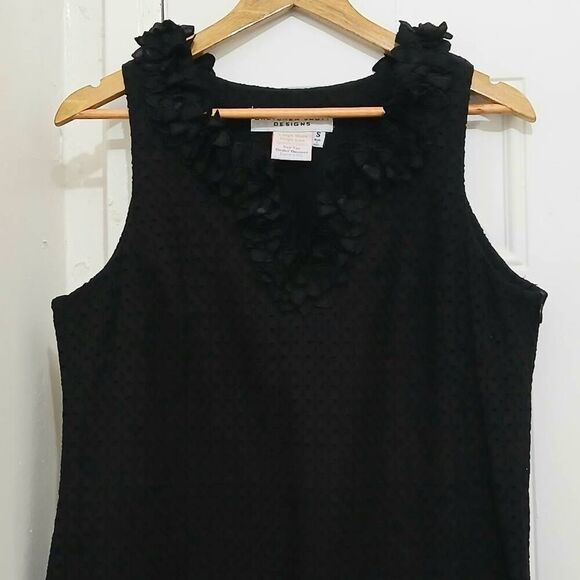 Gretchen Scott Womens Small eyelets black shift dress - Picture 3 of 7